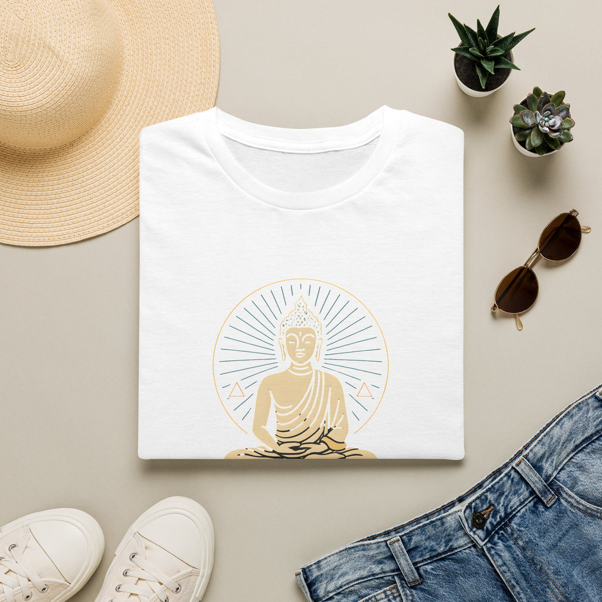 Golden Meditating Buddha T-Shirt