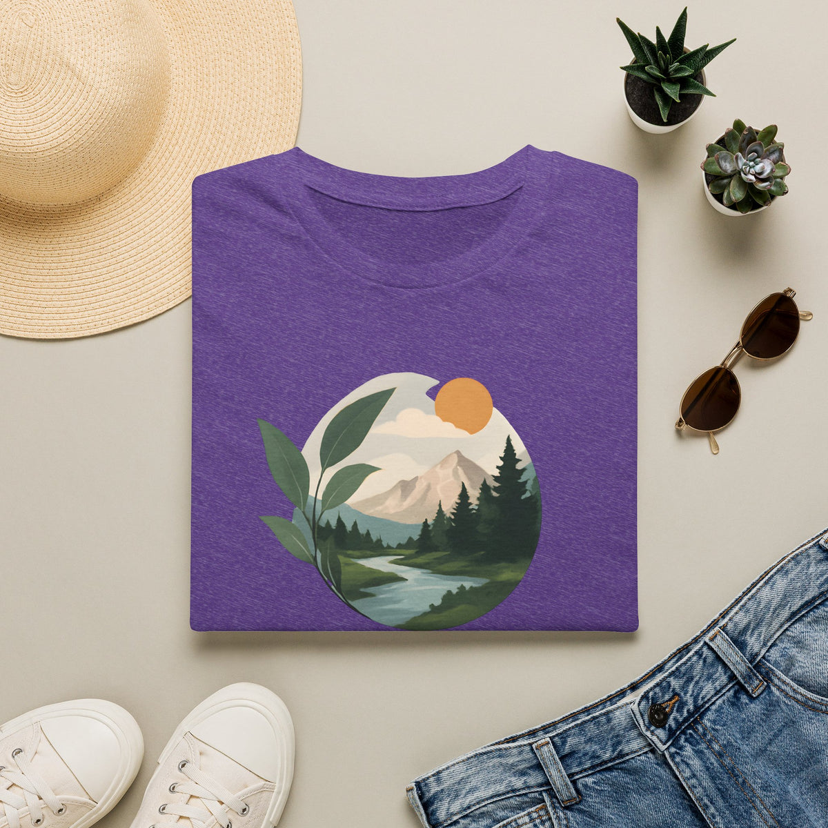 Mountain River Landscape T-Shirt