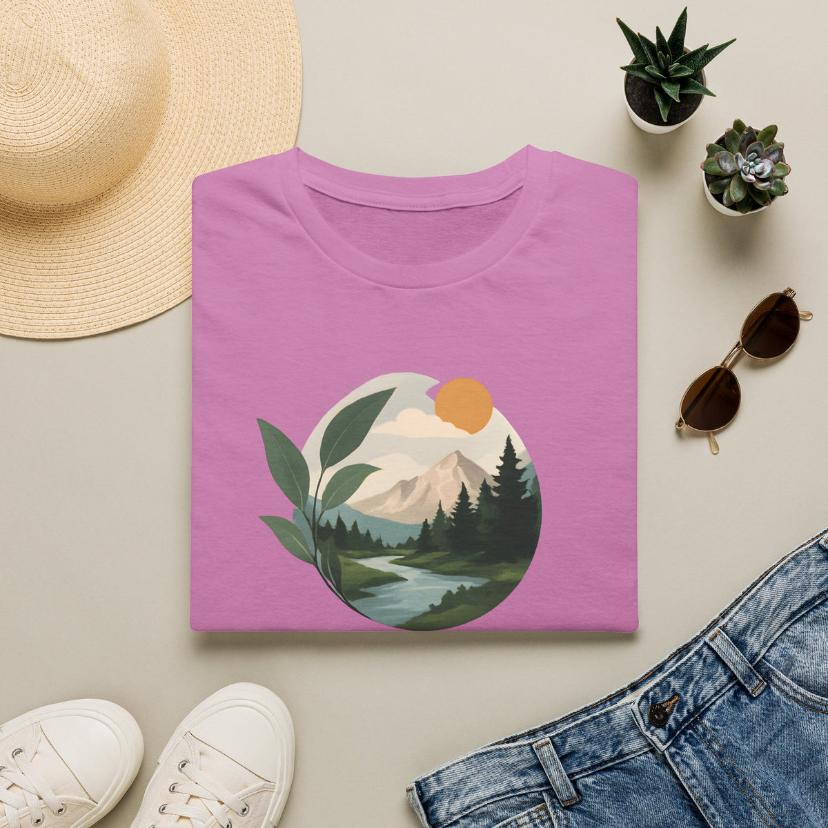 Mountain River Landscape T-Shirt