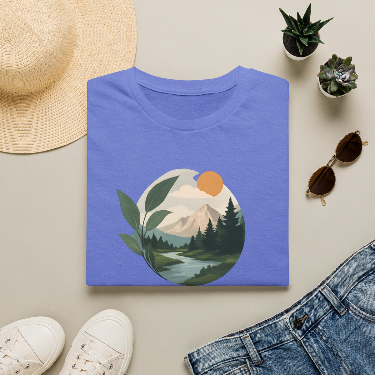 Mountain River Landscape T-Shirt