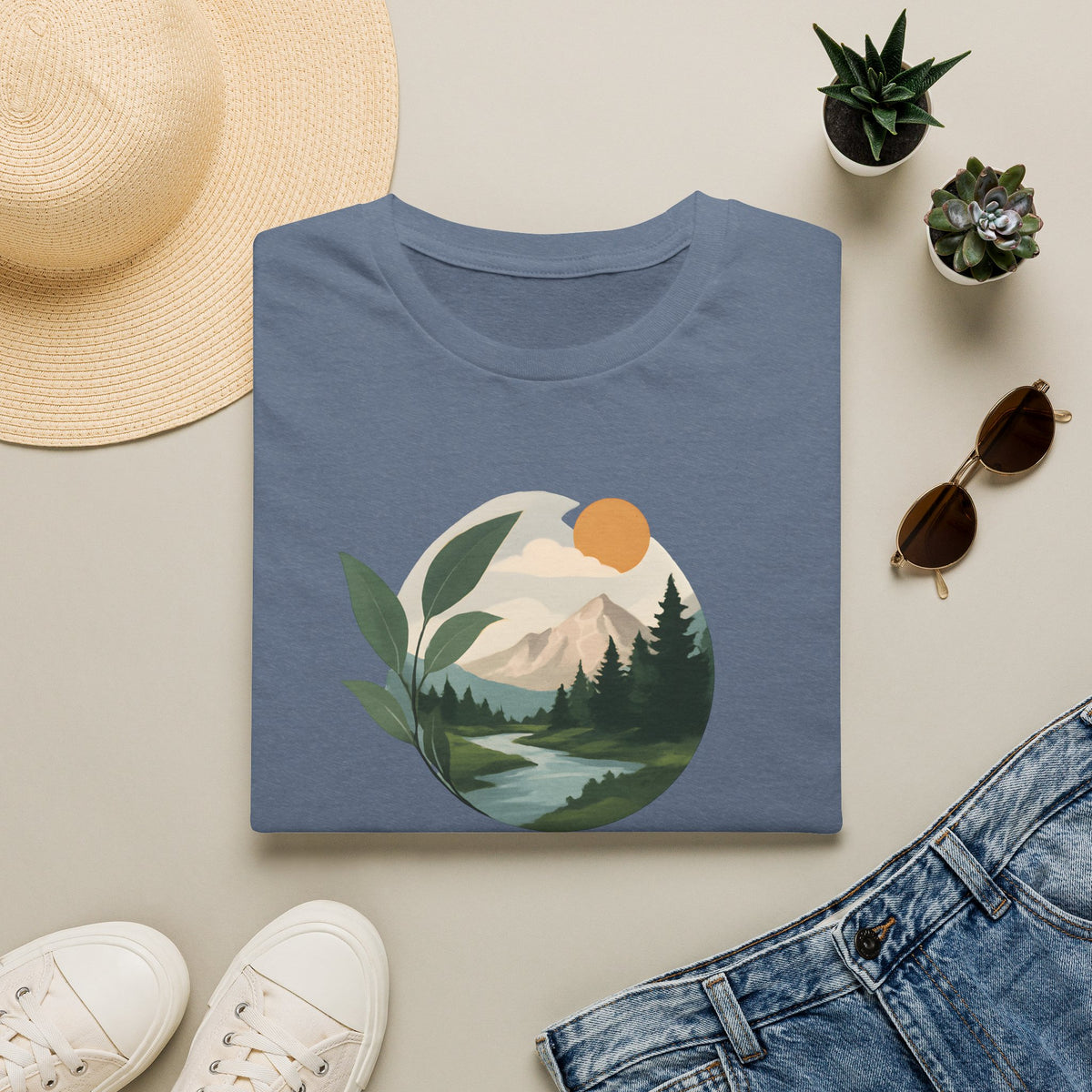 Mountain River Landscape T-Shirt