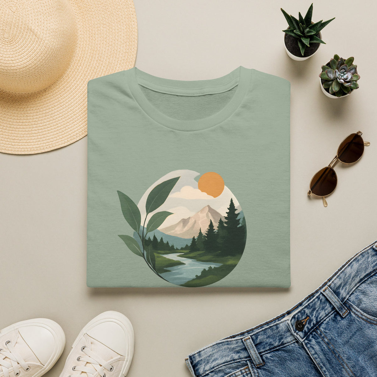 Mountain River Landscape T-Shirt