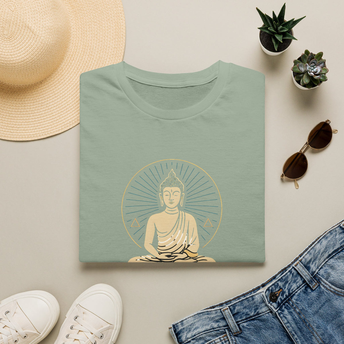 Golden Meditating Buddha T-Shirt