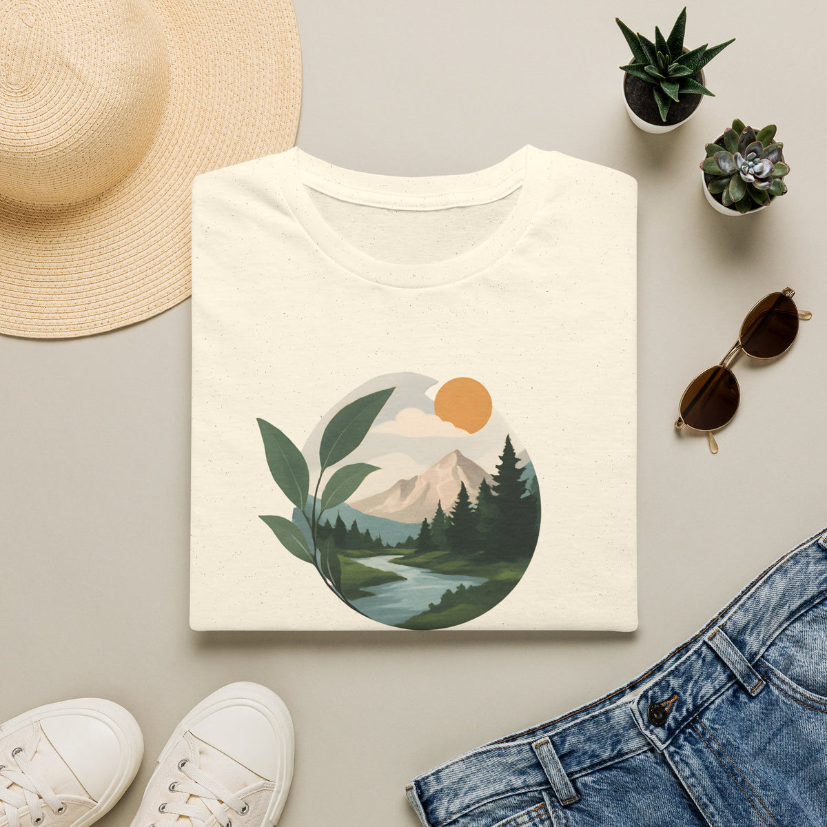 Mountain River Landscape T-Shirt