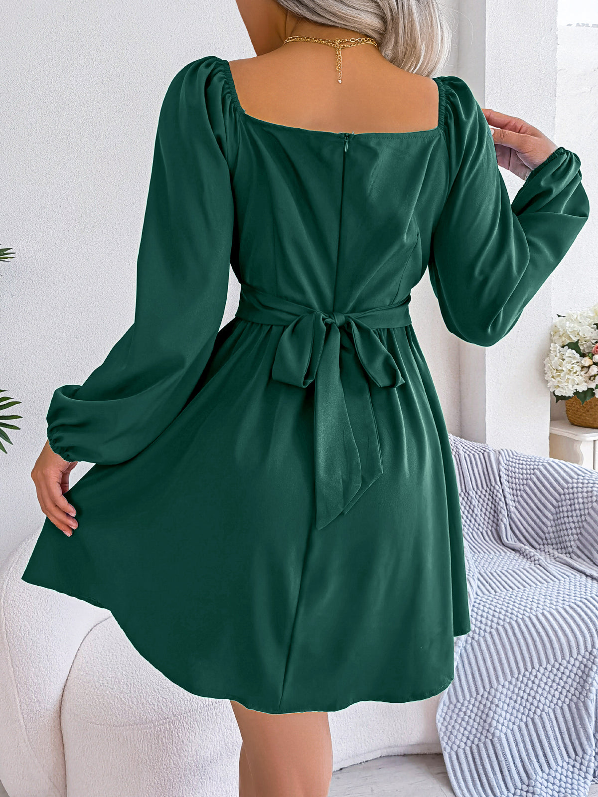 Moonlight Square-Neck Mini Dress