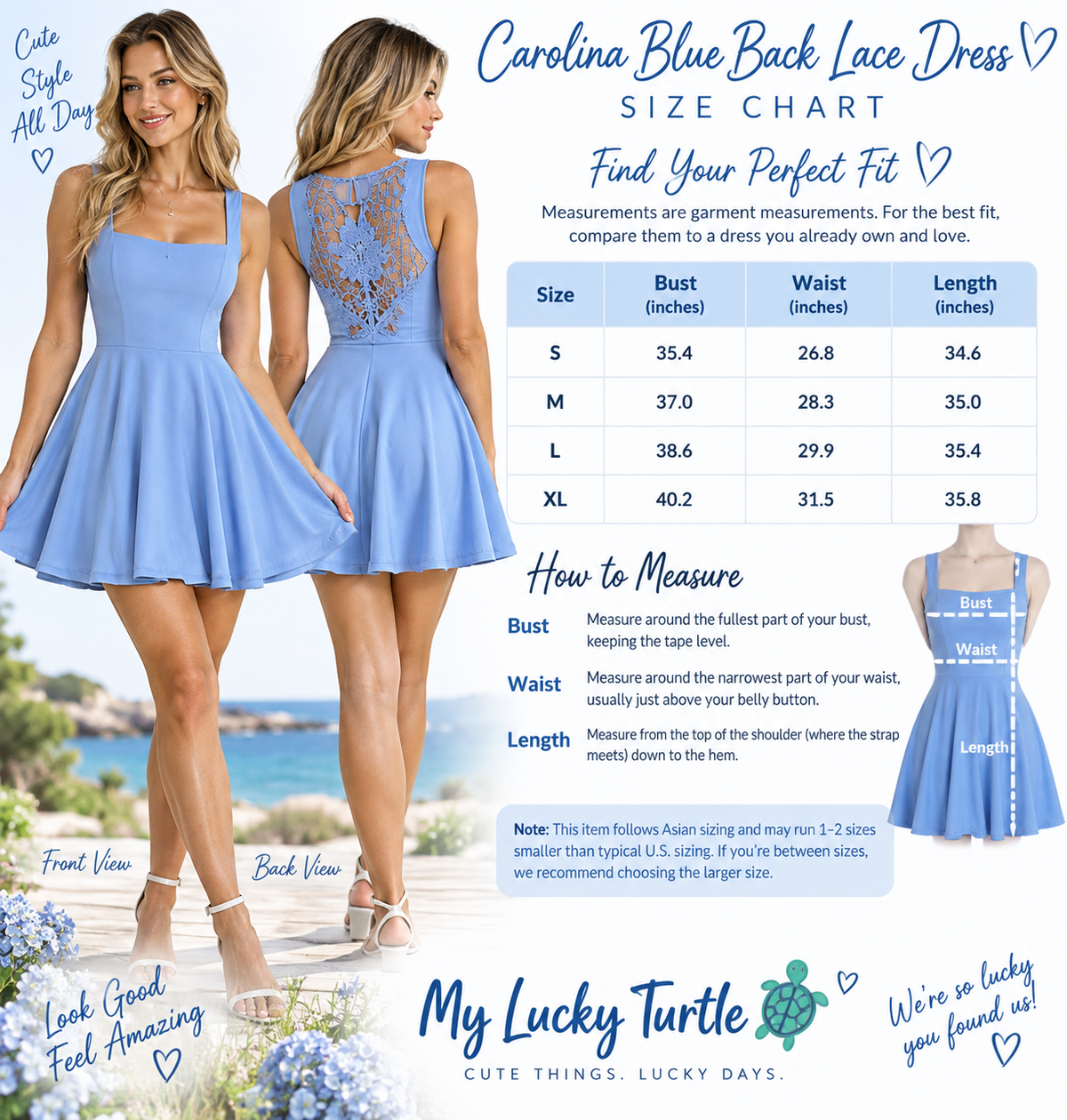 Carolina Blue Lace Back Dress